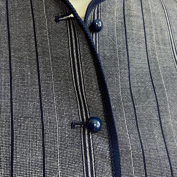 Vintage Gleneagles of Scotland Wool Blazer Striped Navy Blue Made in UK Jacket - Picture 2 of 10